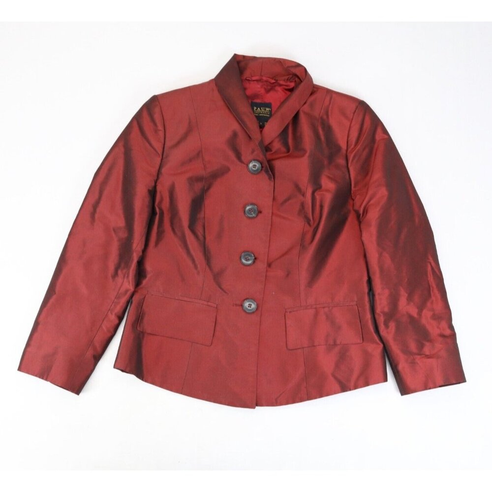 PAUW AMSTERDAM Silk Jacket Suit Collared Womens Size 3 Dark Red Lined Work Dress